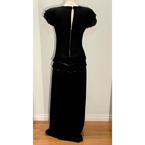 Unique Vintage Black Sequined Evening Gown - Picture 2 of 5